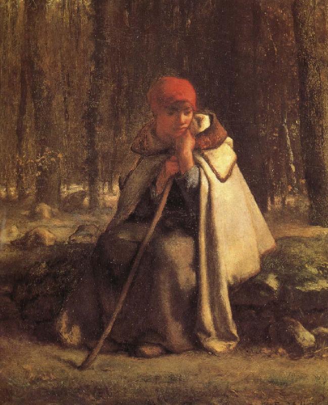 Jean Francois Millet Sitting Shepherdess